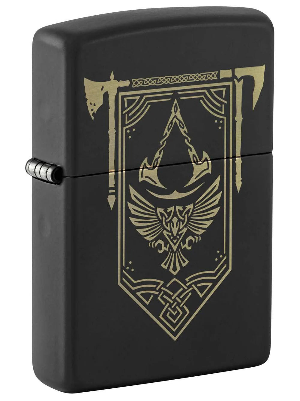 Zippo Lighter: Assassins Creed Design, Engraved - Black Matte - Wasatch Flameworks