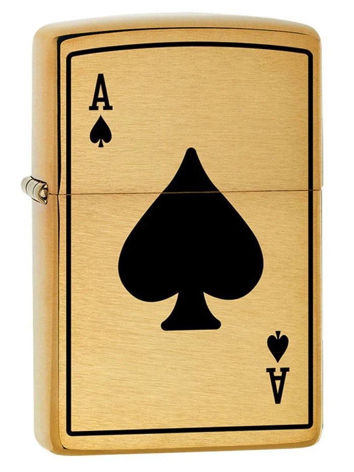 Zippo Lighter: Ace of Spades - Brushed Brass - Wasatch Flameworks