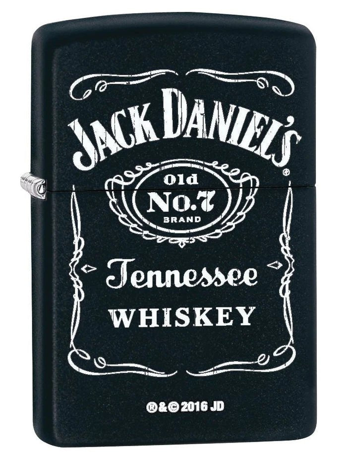 Zippo Lighter: Jack Daniels Logo - Black Matte - Wasatch Flameworks