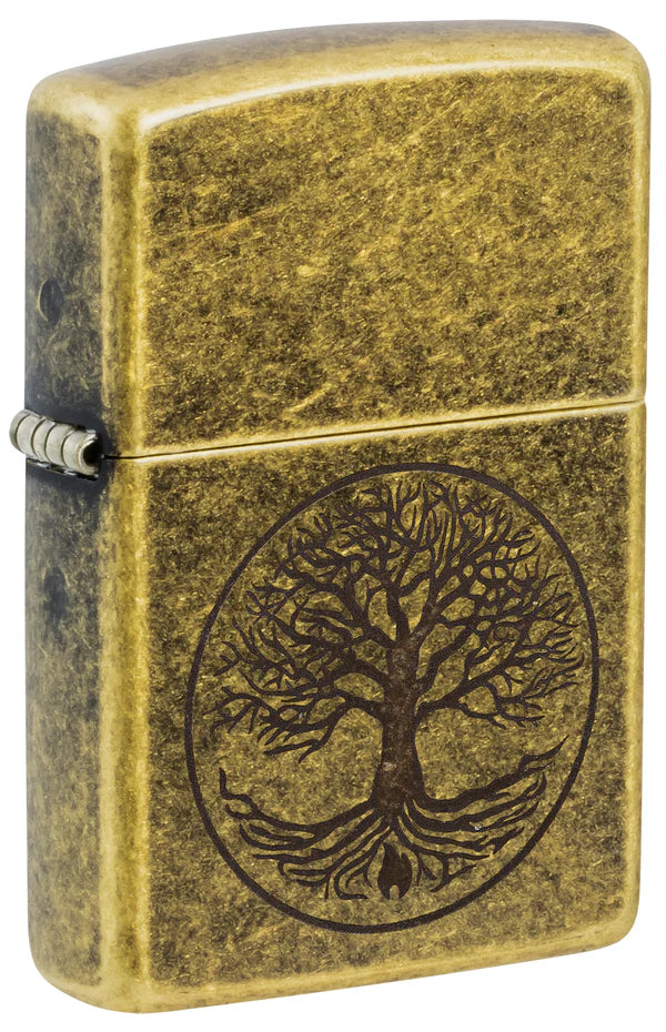 Zippo Lighter: Tree of Life - Antique Brass
