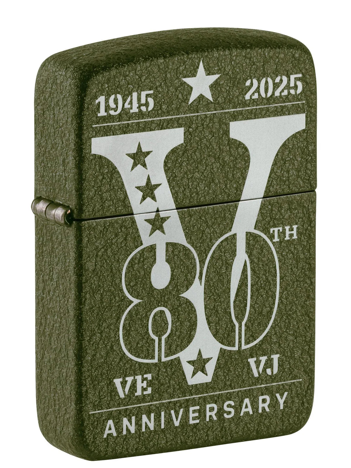 Zippo Lighter: VE/VJ 80th Anniversary - Green Crackle - Wasatch Flameworks
