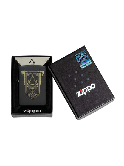 Zippo Lighter: Assassins Creed Design, Engraved - Black Matte - Wasatch Flameworks