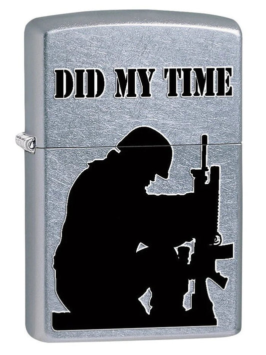 Zippo Lighter: Army Soldier, Did My Time - Street Chrome - Wasatch Flameworks