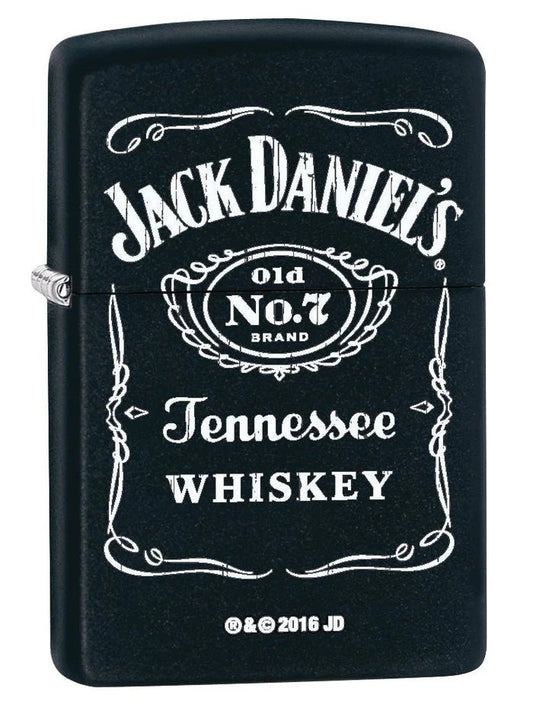 Zippo Lighter: Jack Daniels Logo - Black Matte - Wasatch Flameworks