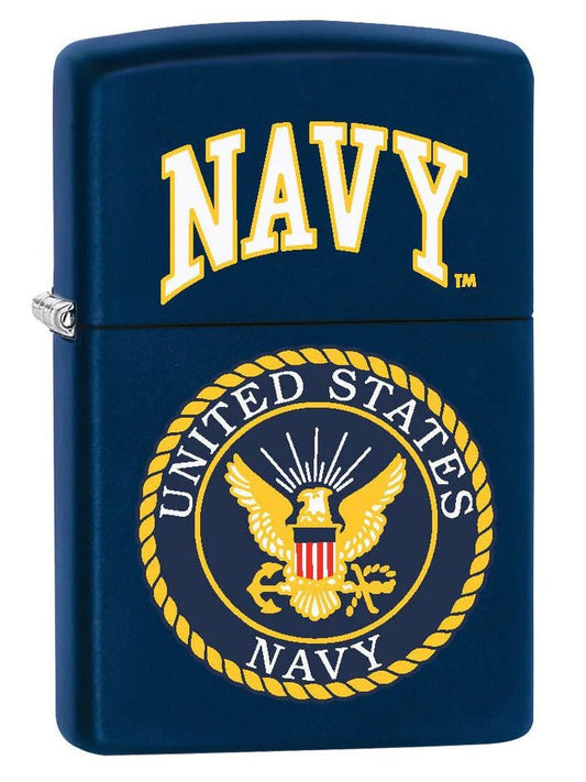 Zippo Lighter: United States Navy Logo - Navy Matte - Wasatch Flameworks