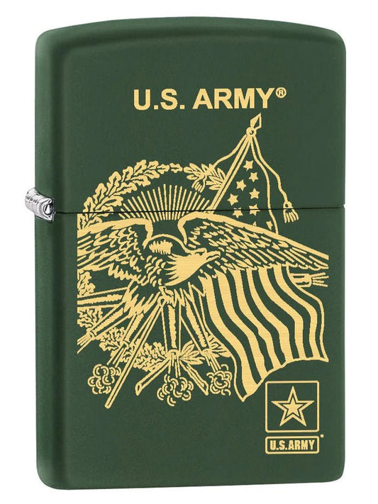 Zippo Lighter: U.S. Army, Eagle and Flag - Green Matte - Wasatch Flameworks